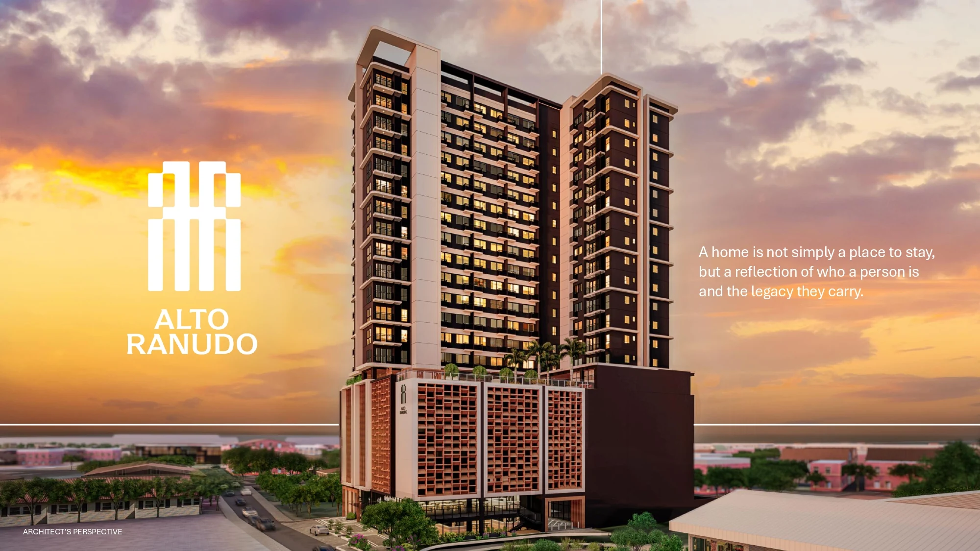 Alto Ranudo residential tower architect perspective on V. Ranudo Street, Cebu City