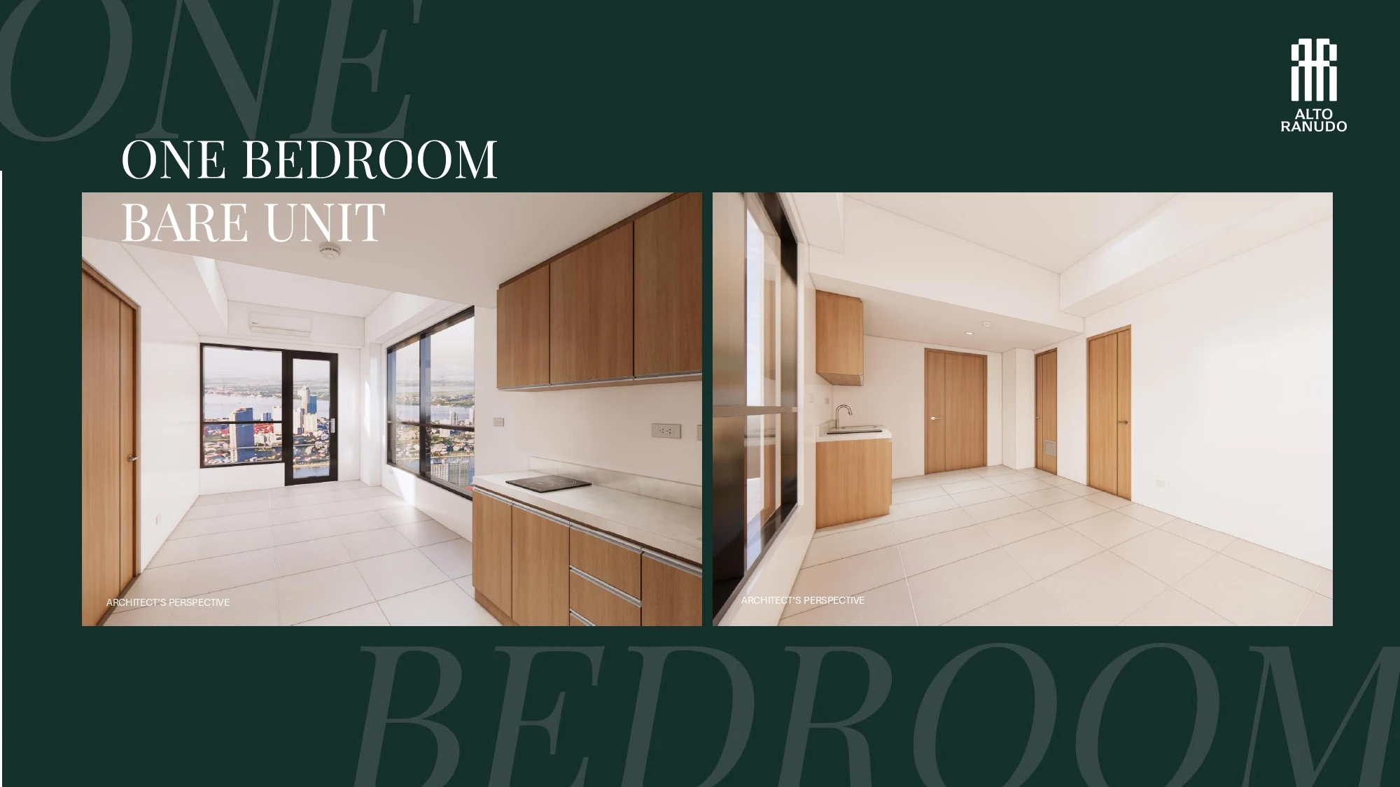 1 Bedroom - Typical Plan bare-unit architect perspective at Alto Ranudo