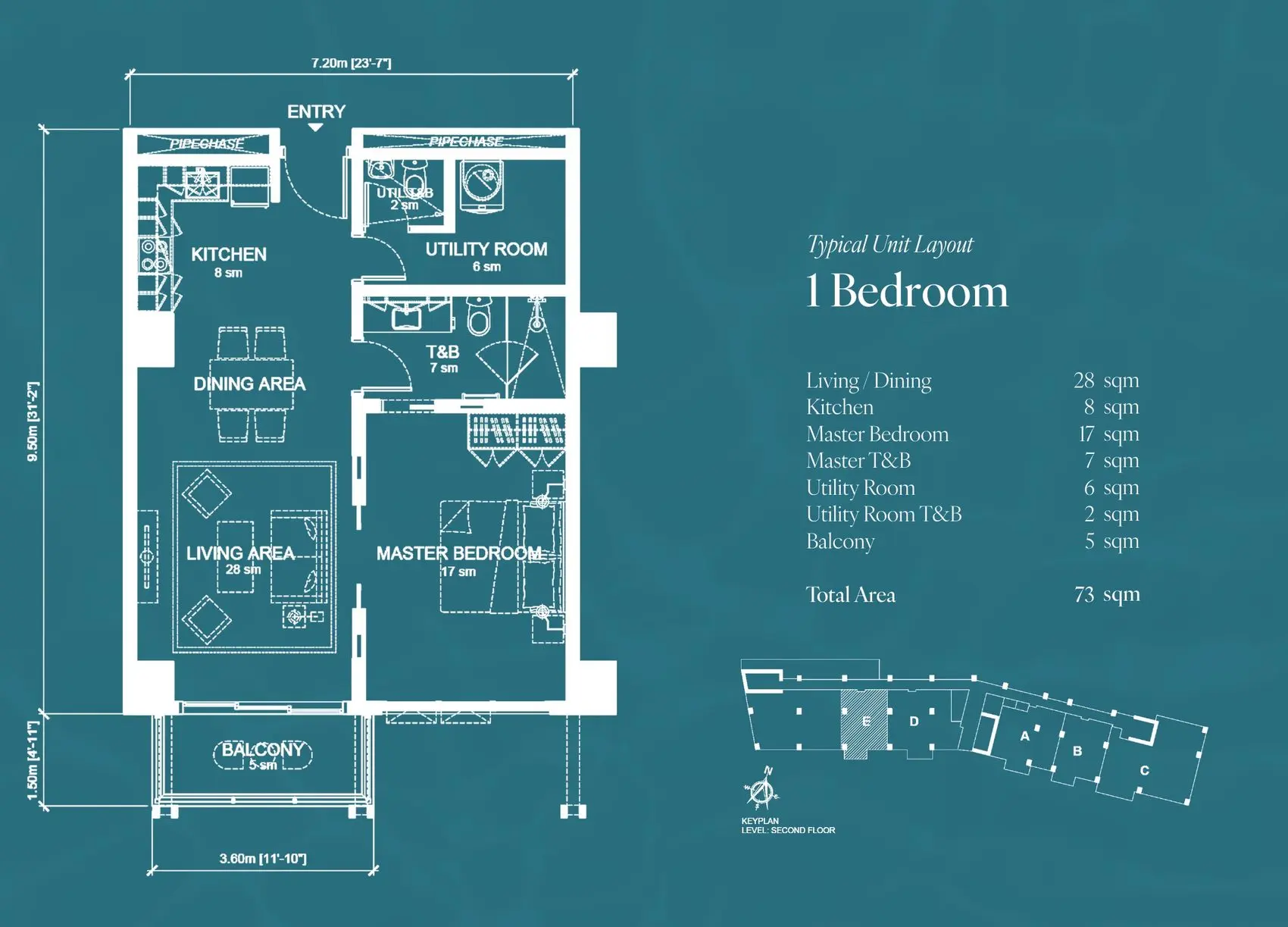 Aruga Mactan Tower 2 1 Bedroom floor plan, 73 sqm