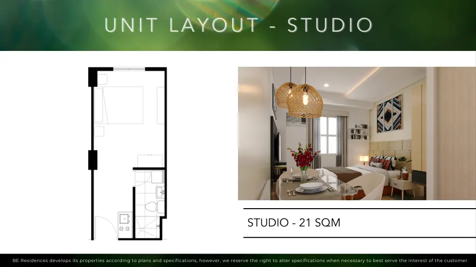 Balai in Cordova studio unit floor plan