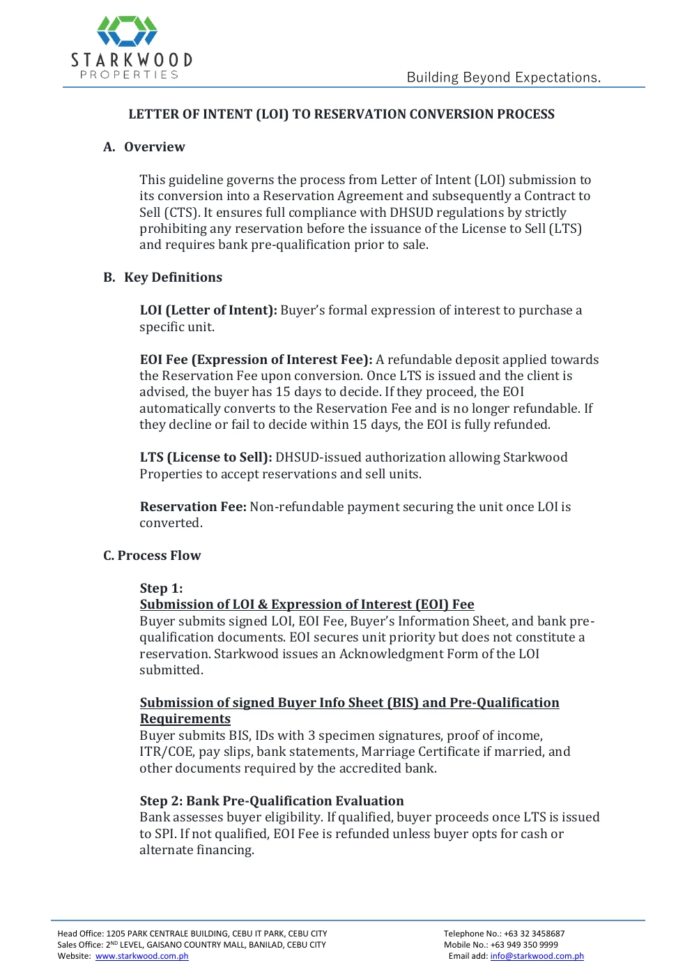 LOI to Reservation Conversion Process