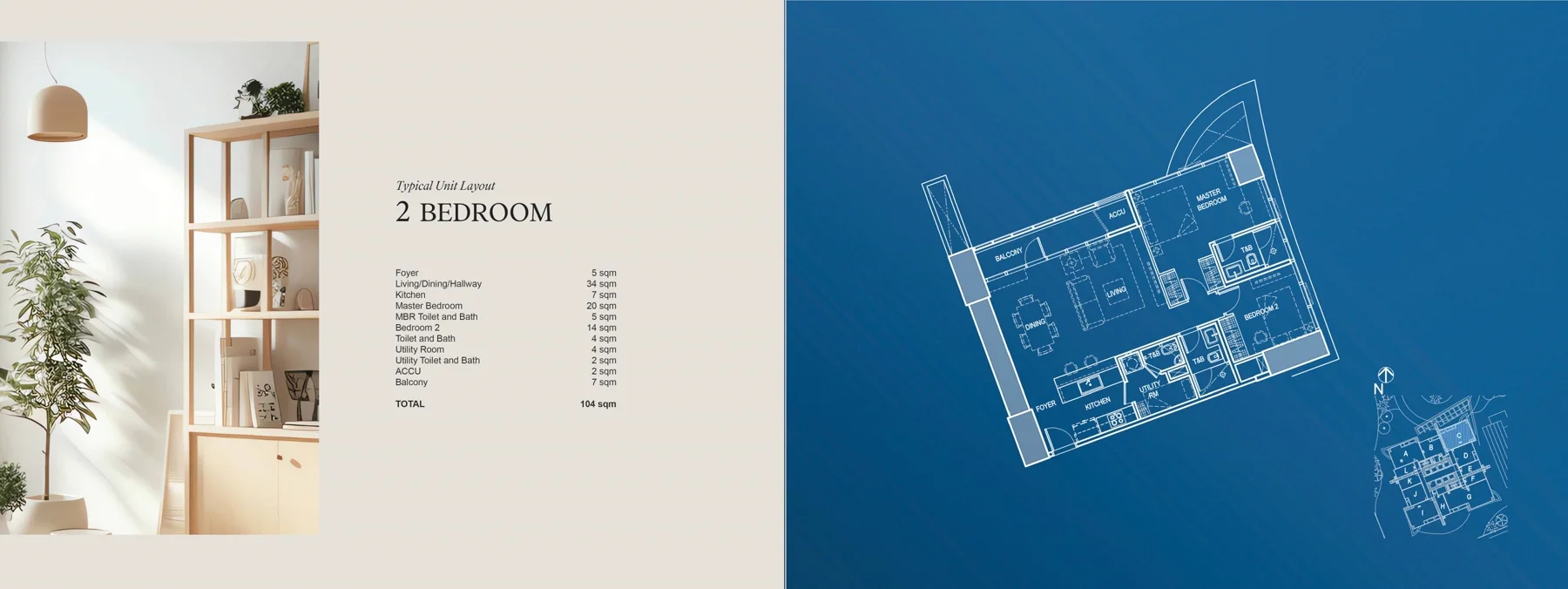 1-Bedroom Flexi typical unit layout at Lincoln