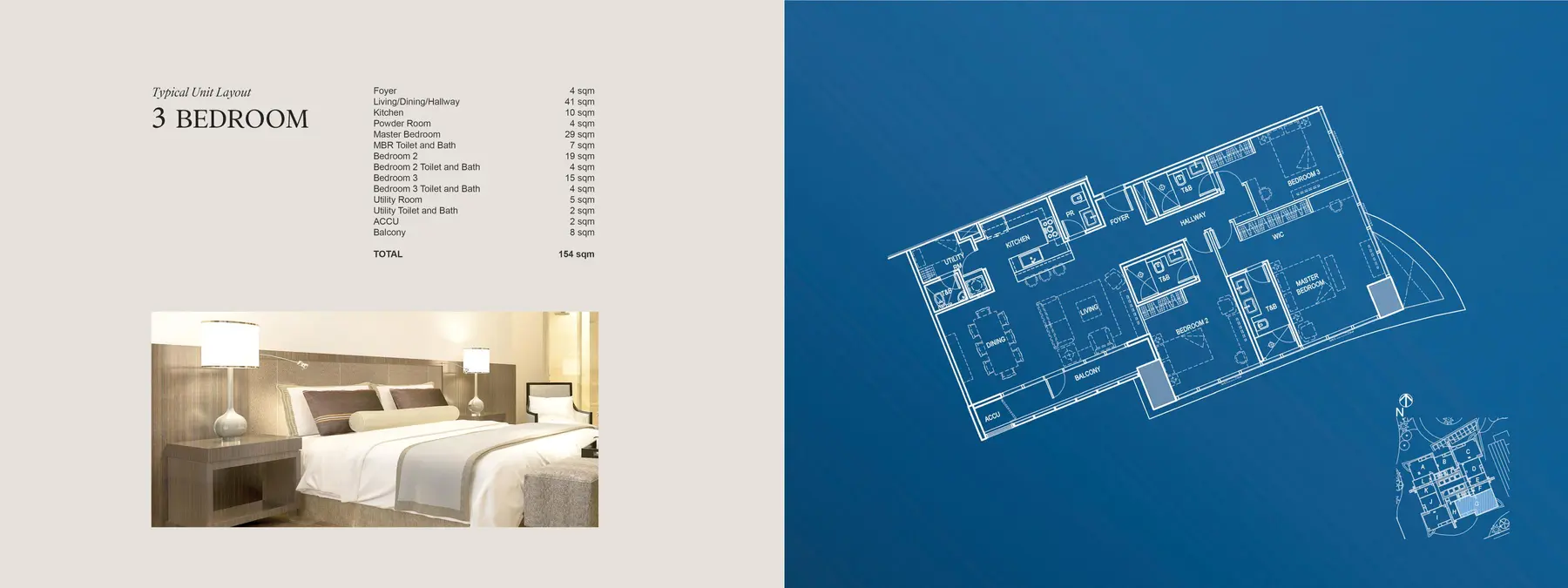 2 Bedroom typical unit layout at Lincoln