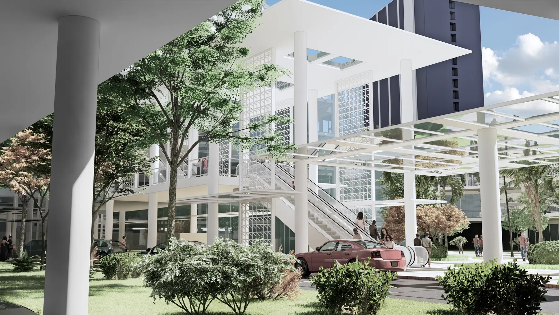 Dining and retail spaces at Rockwell IPI Center