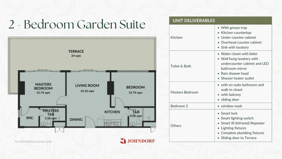 Palmava 2BR Garden Suite floor plan, 106.98 sqm