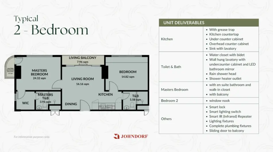 Palmava 2 bedroom floor plan, 60 sqm