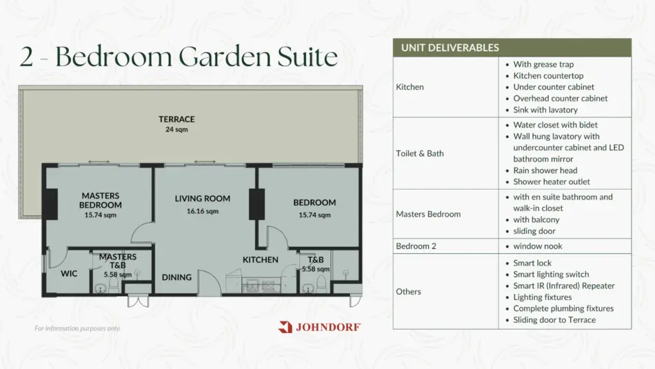 Palmava 2BR Garden Suite floor plan, 106.98 sqm
