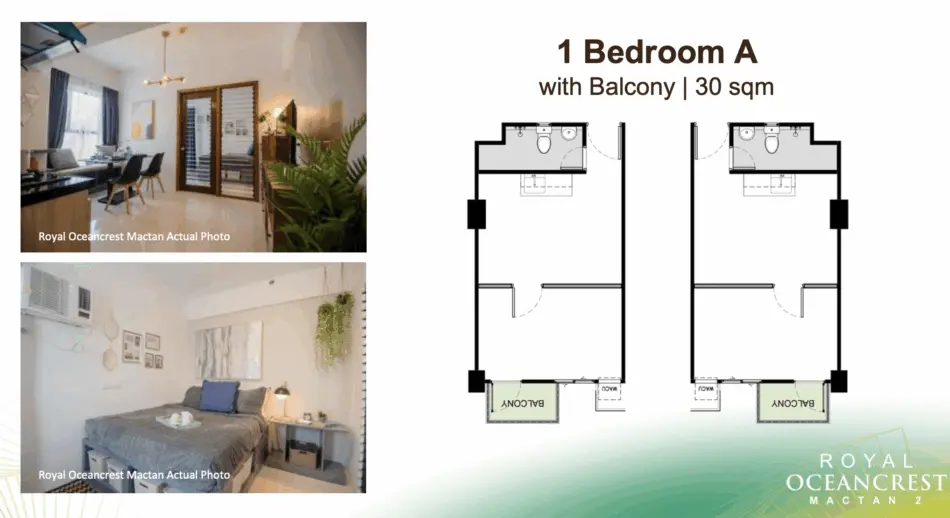 Royal Oceancrest 1 Bedroom A unit floor plan, 30 sqm