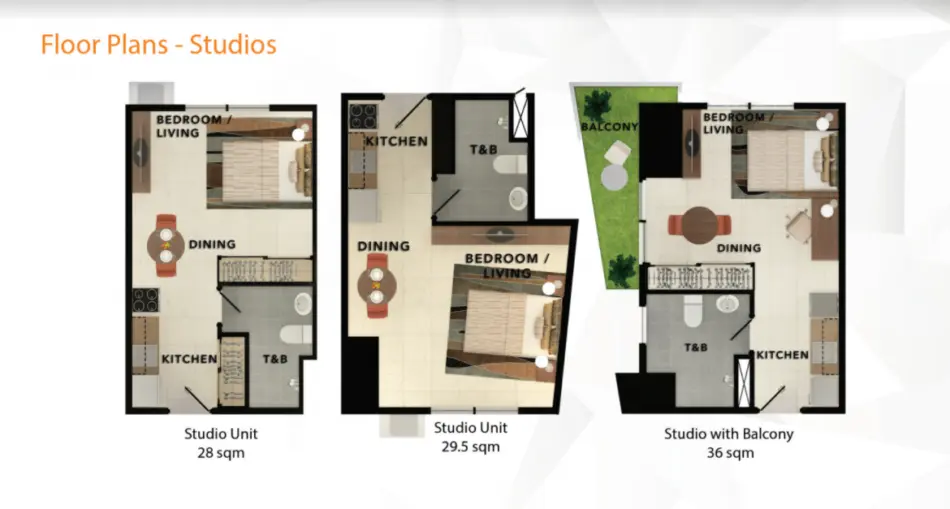 Taft East Gate studio unit floor plan, 26.70 sqm