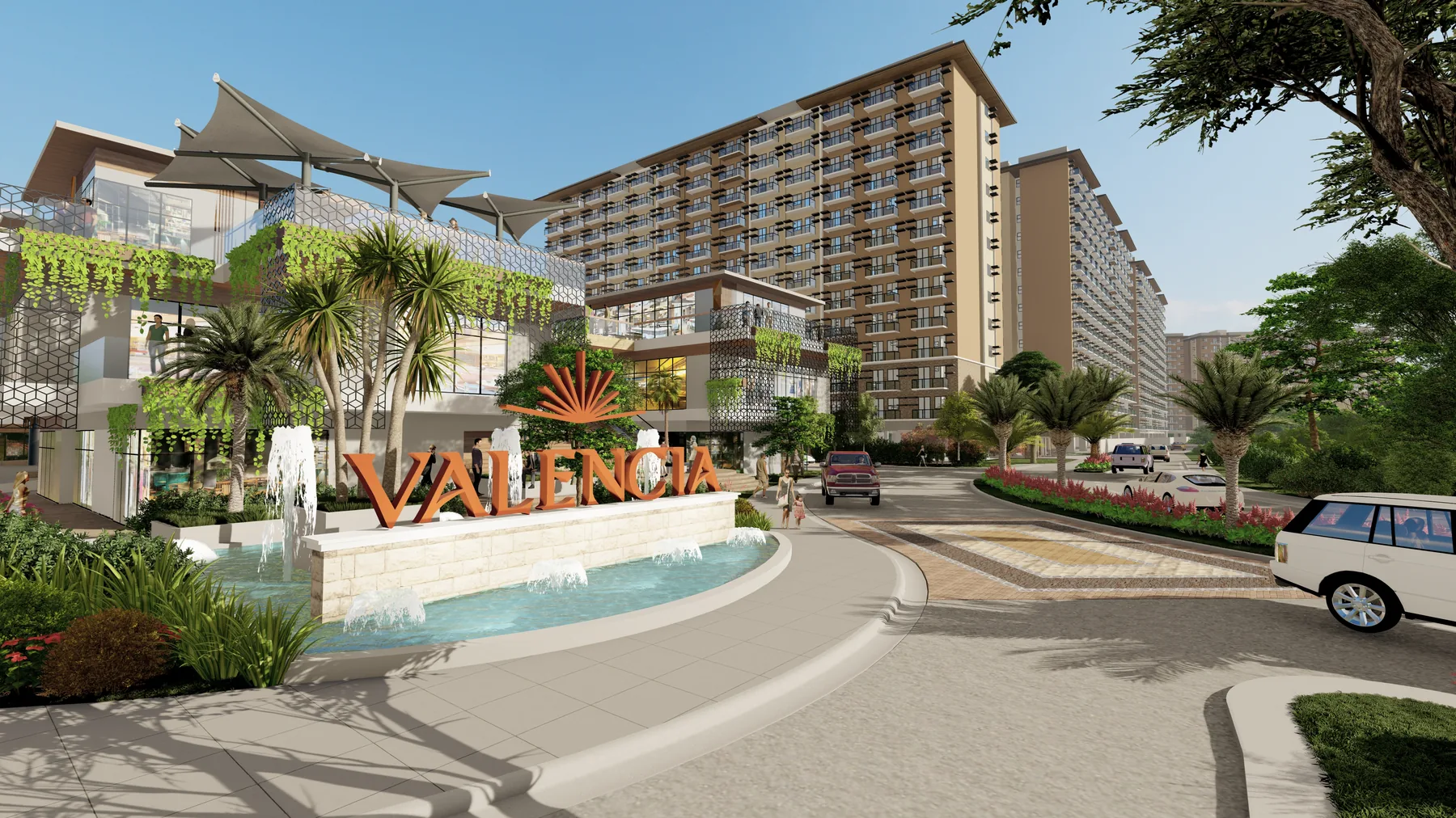 Valencia main arrival and residential building perspective