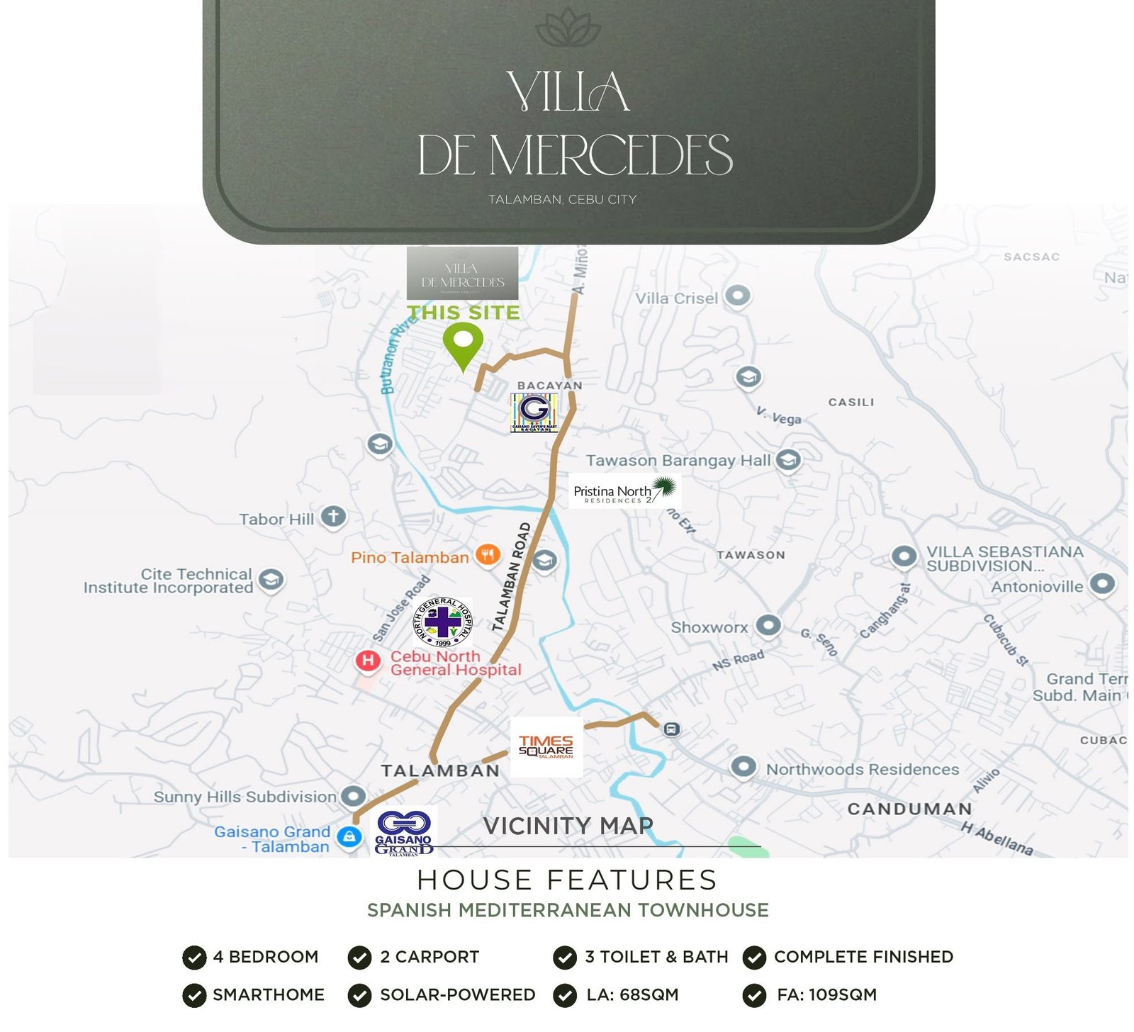 Villa de Mercedes vicinity map — Bacayan, Talamban, Cebu City