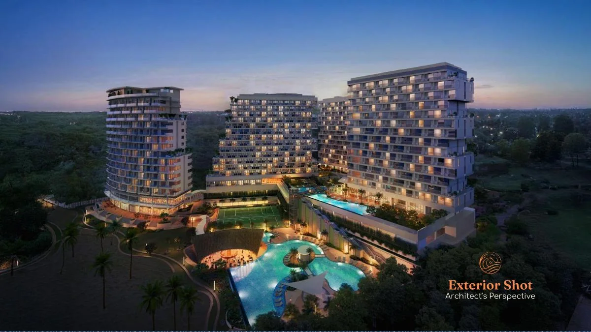 Costa Mira Beachtown Mactan Tower 4 night exterior architect perspective